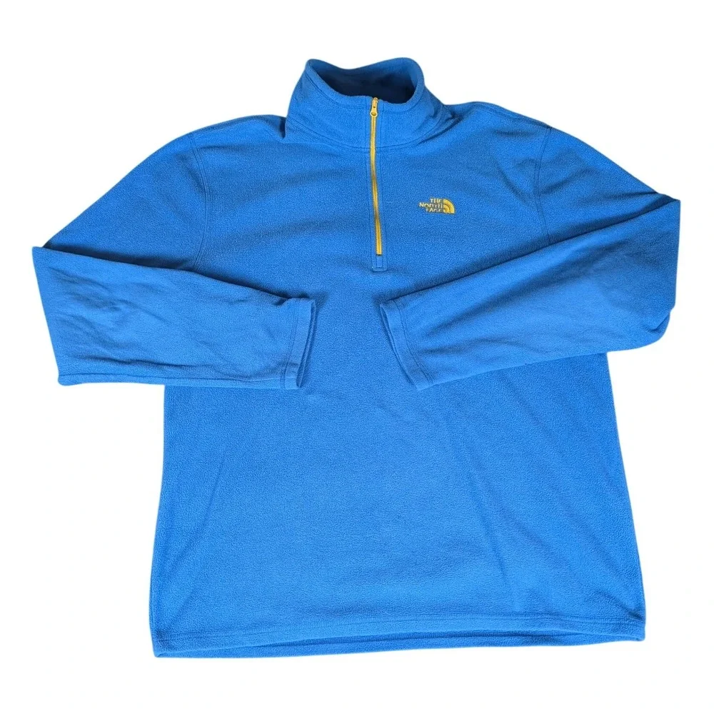 The North Face TKA 100 Fleece Pullover Mens Blue Quarter‎ Zip Mock Neck Jacket
